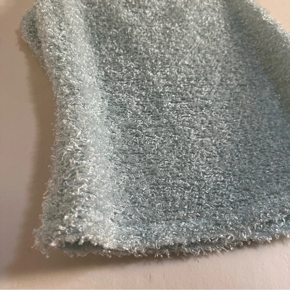 Vintage Y2K Fuzzy Tank Top Size L Baby Blue Eyelash Textured Sleeveless Cami - Picture 5 of 7